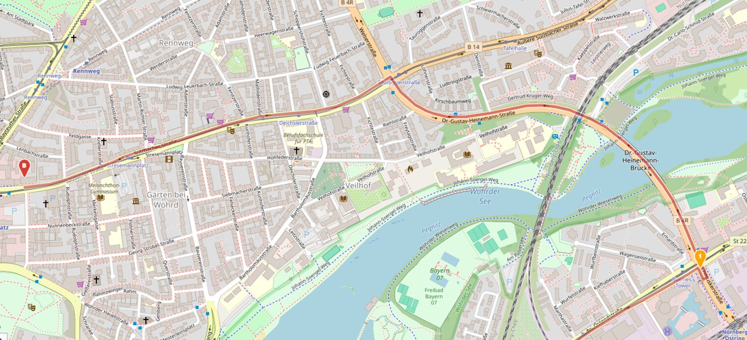 Anfahrt Phase 1 vom Süden Nürnbergs